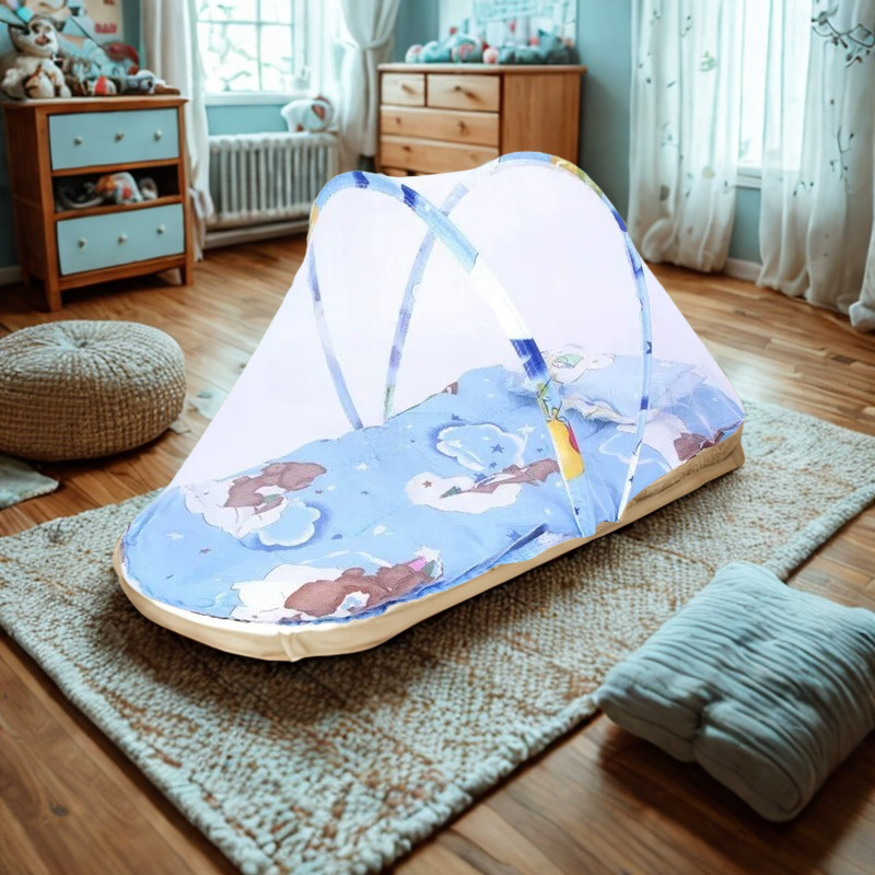 Portable Baby Mosquito Net Travel Bed | Foldable Pop-Up Crib Mesh Protection & Breathable Pad