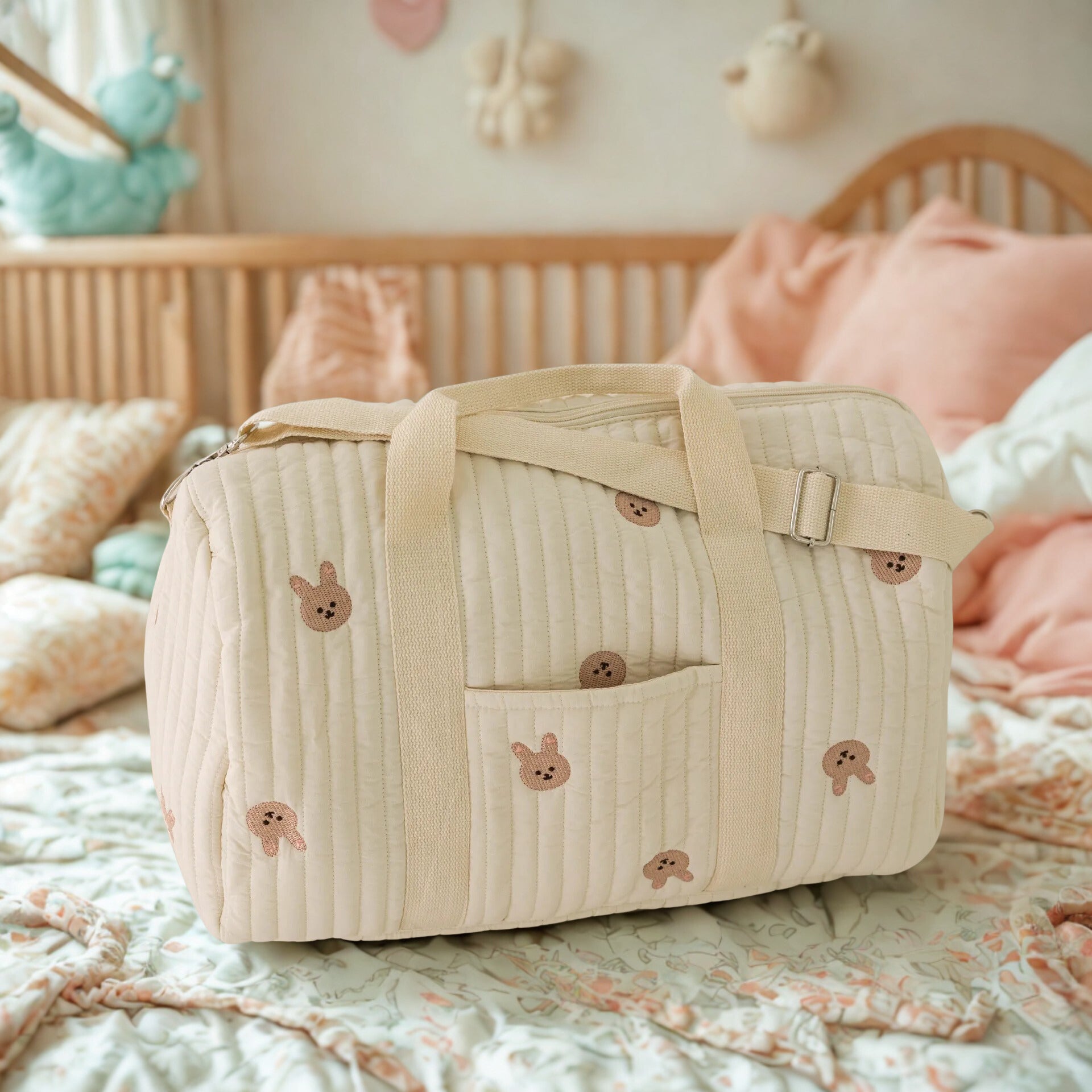 Large Mommy Bag Multi-Functional Tote Diaper Bag | Quilted Travel Baby Organizer 30-50cm