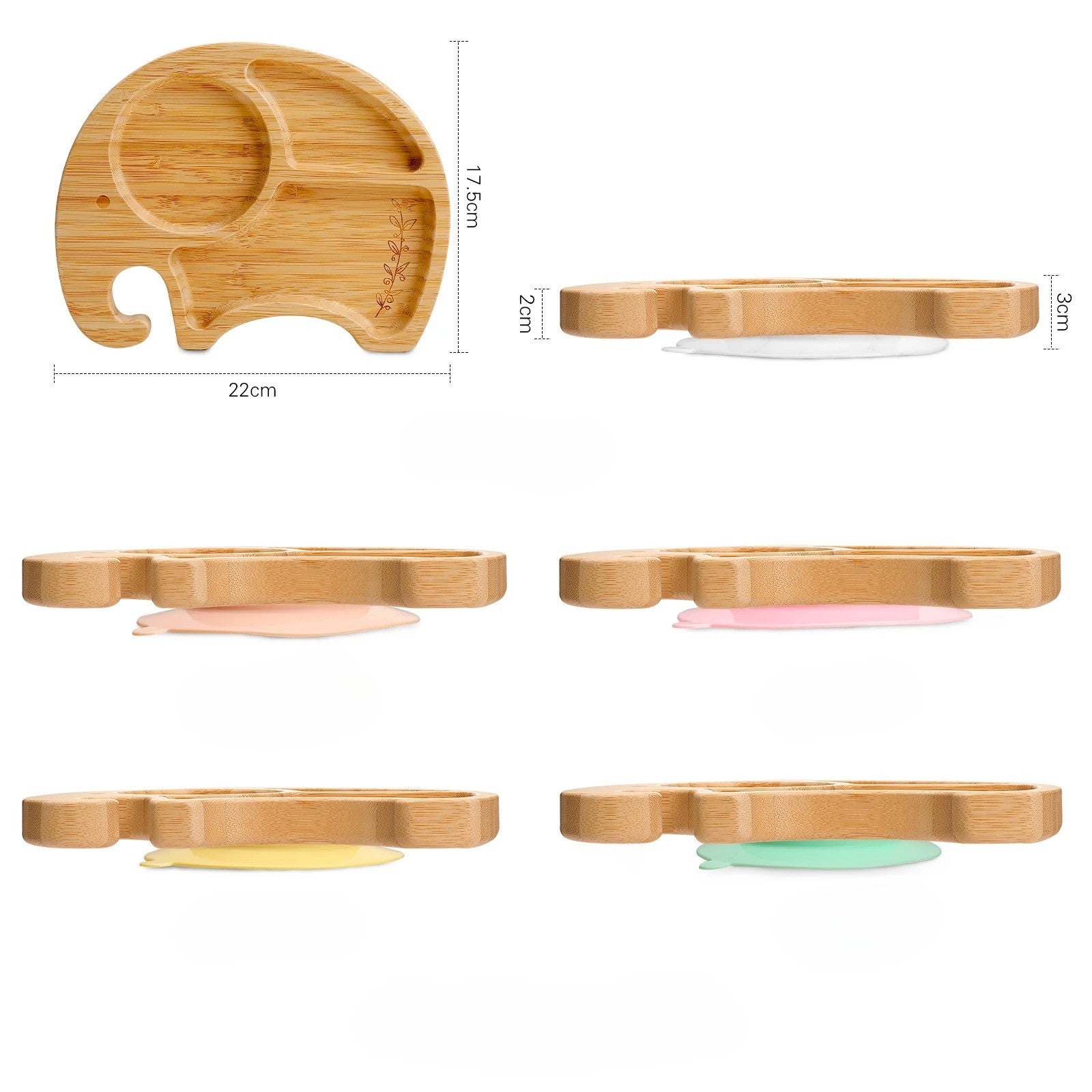 Bamboo Baby Plate with Suction | Divided Feeding Dish BPA Free