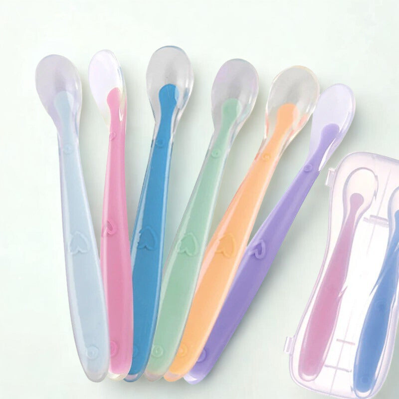 Heat Sensing Baby Spoons Color Changing | Soft Tip First Stage Baby Led Weaning 6+ Months BPA Free